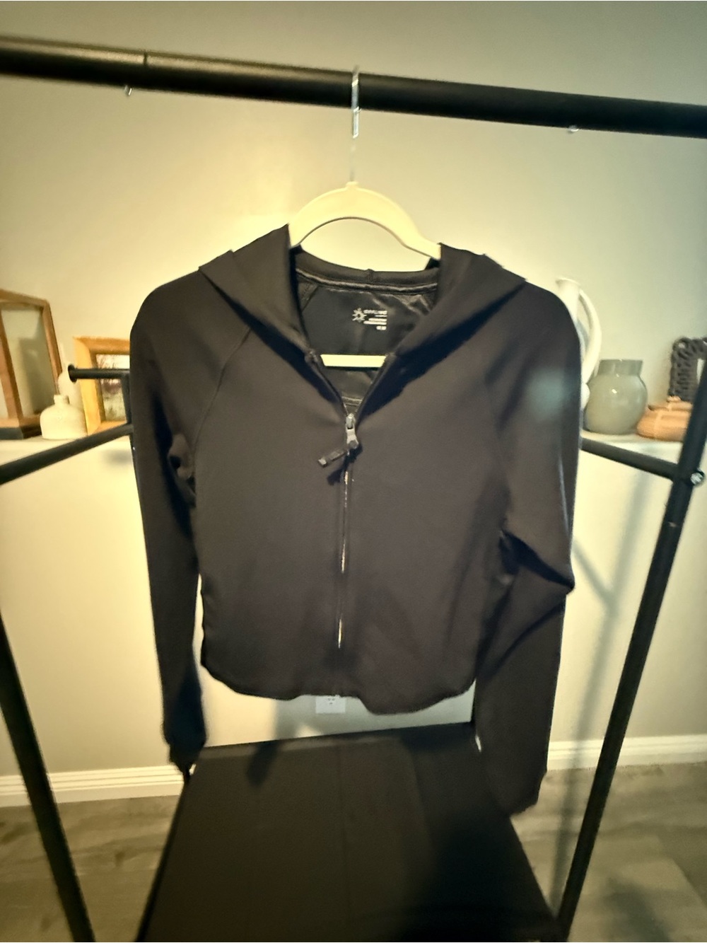 aerie Black Hooded Zip-Up Sweatshirt